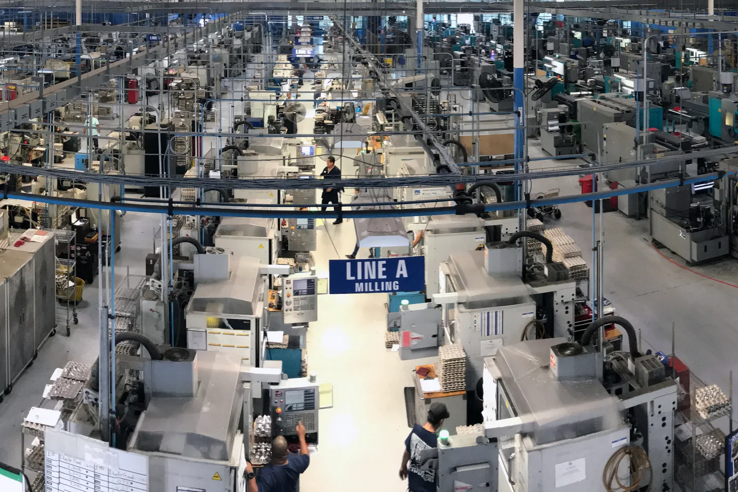 CNC machining floor with Line A milling